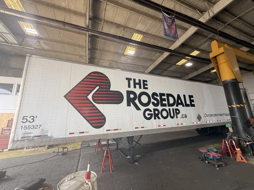 A 53-foot trailer on stands in the Bishop Lane bay