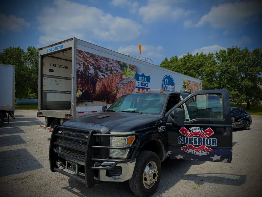 A Superior service truck on a road call