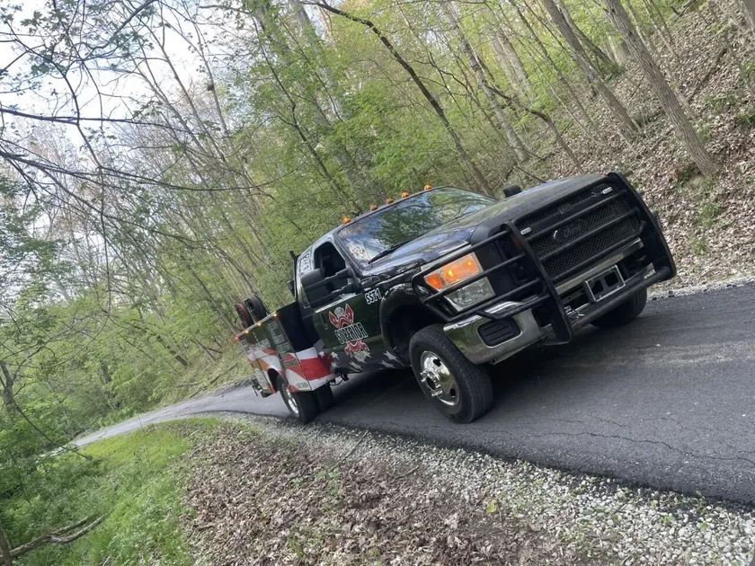 A Superior truck heading out on a back road